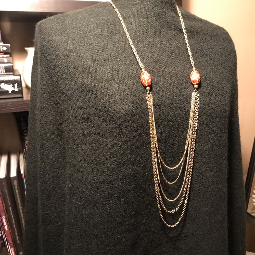 Unique Long Multi-Strand Necklace with Beads